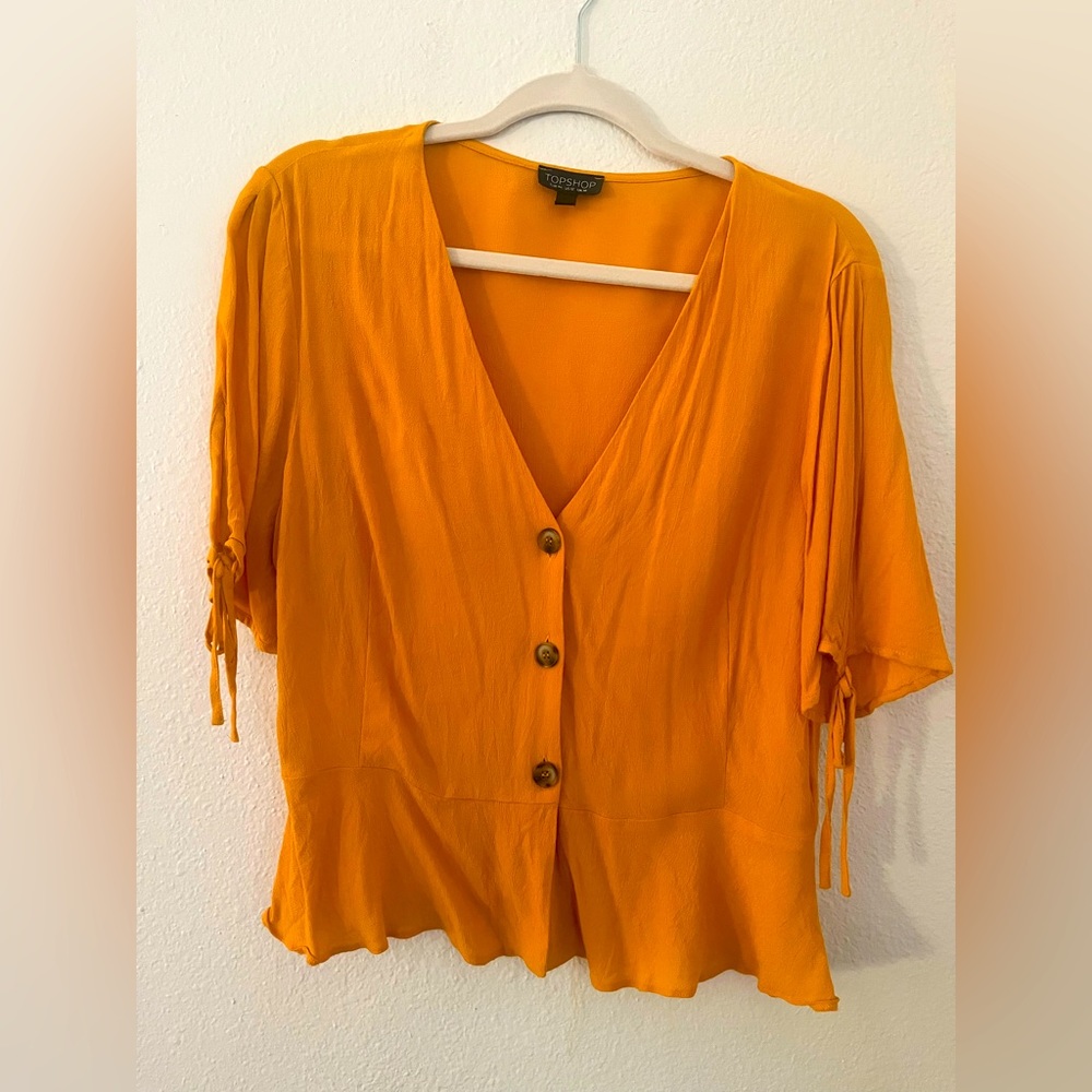 TOPSHOP Short Sleeve Peplum Top size 12